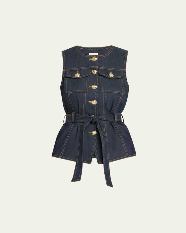 Reenee Belted Denim Vest